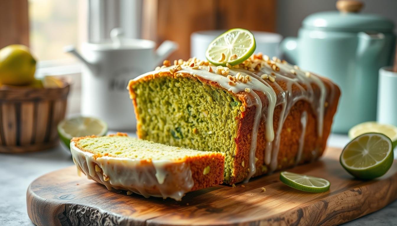 Pistachio and lime loaf cake